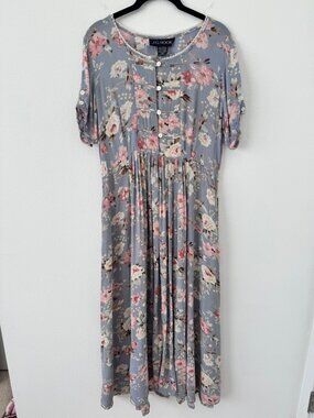 Vintage J.G. Hook Floral Button Front Maxi Dress